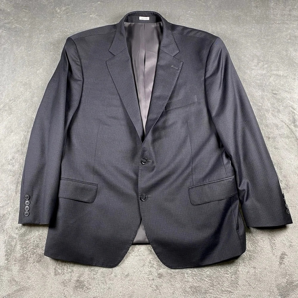 Peter Millar Blazer Mens 48R Blue Grey Wool Check Sport Coat Jacket Union *READ*